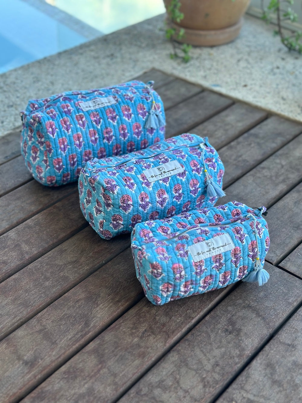 blue travel makeup bags - The Fox and the Mermaid