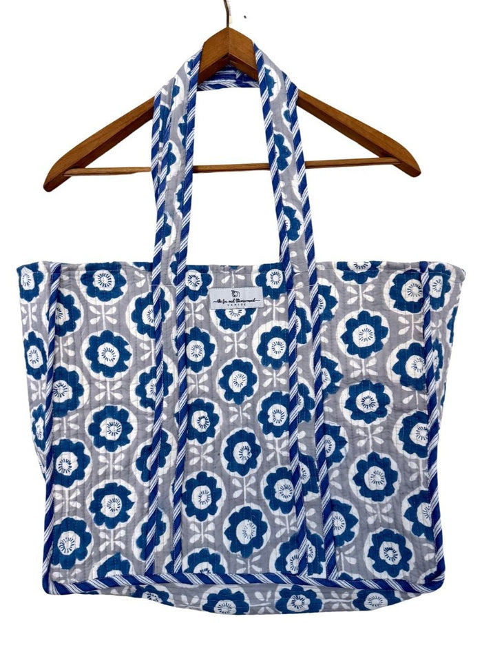 blue and gray floral bag - The Fox and the Mermaid