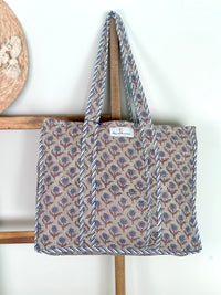 block printed quited floral bag - The Fox and the Mermaid