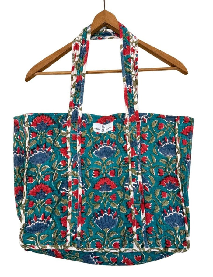 Green and red quilted market tote - The Fox and the Mermaid
