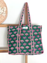 Reversible Quilted Block Printed Market Bag