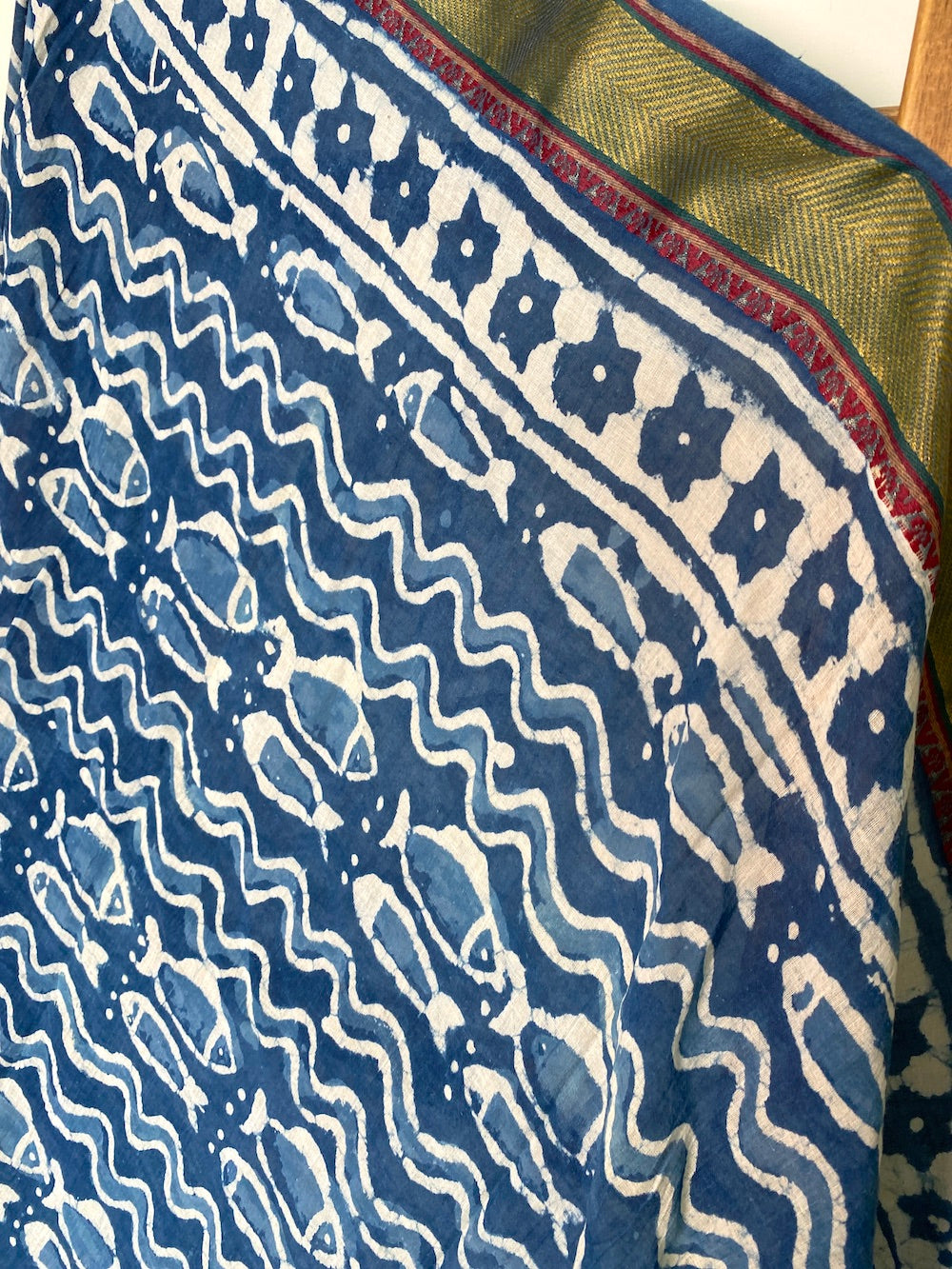 fabric detail on indigo sarong - The Fox and the Mermaid
