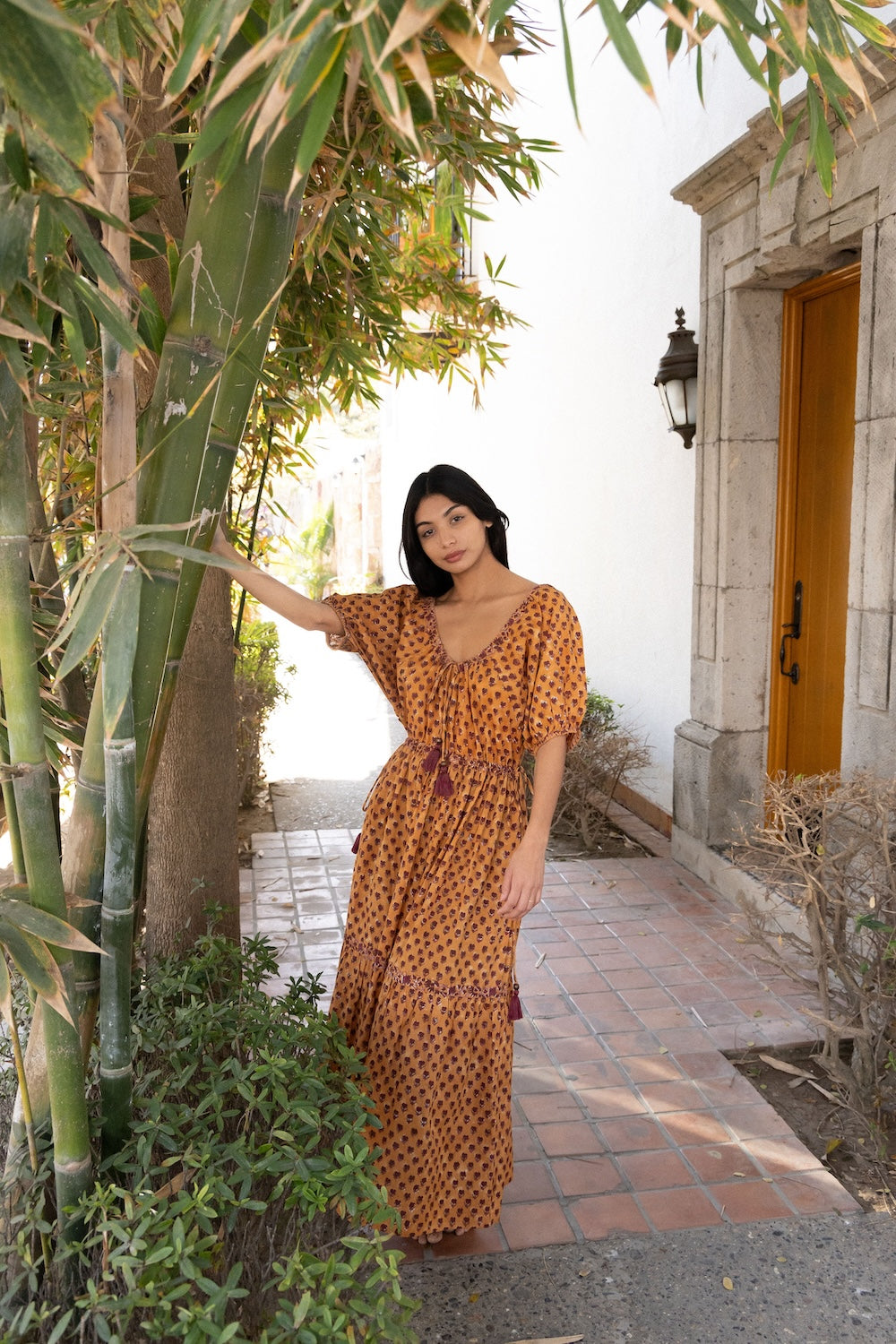 orange block printed maxi dress - The Fox and the Mermaid