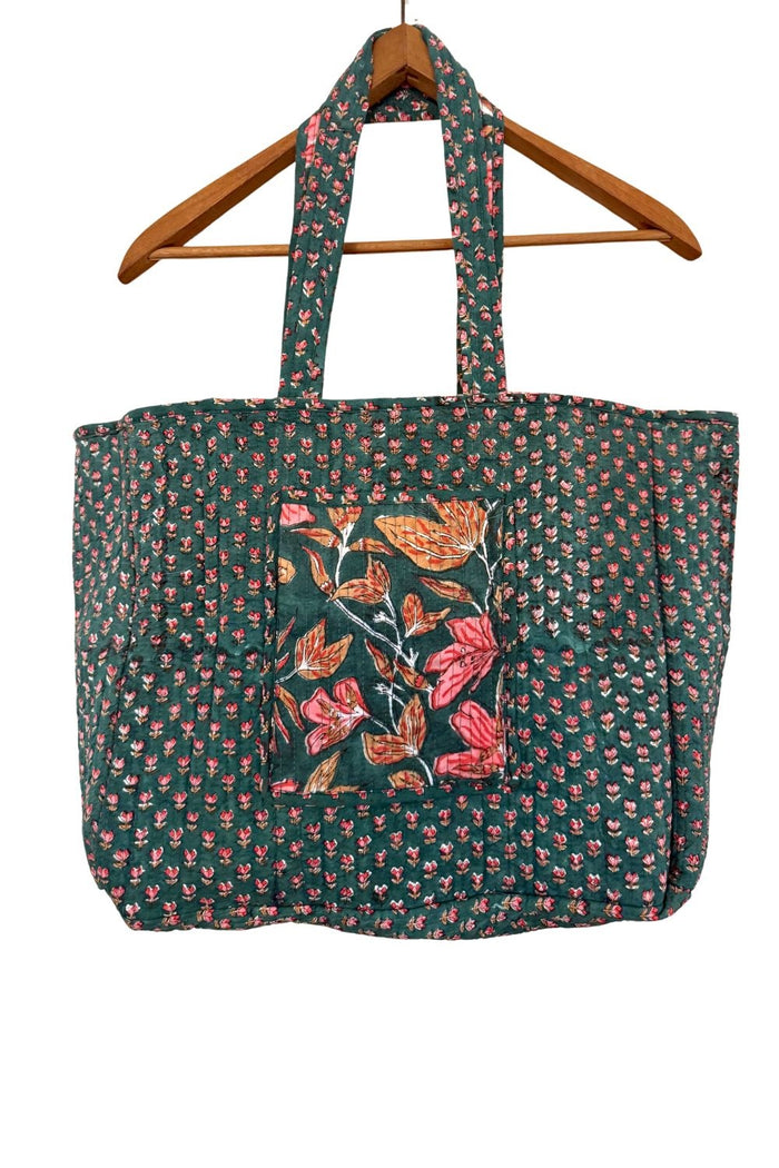 green block printed bag - The Fox and the Mermaid
