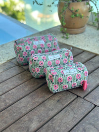 green and pink cosmetics bags for travel - The Fox and the Mermaid